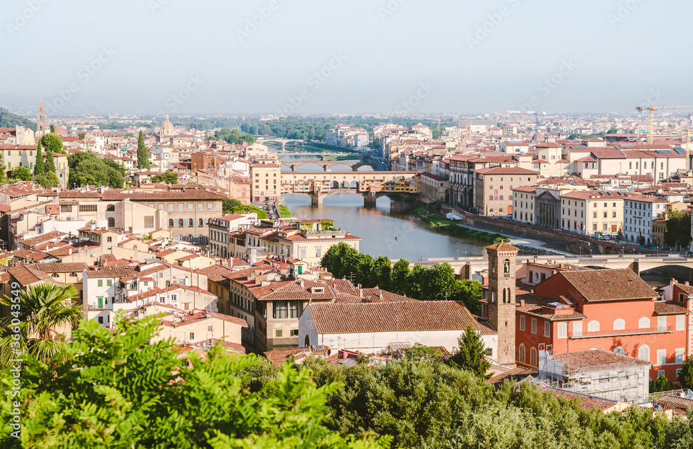 Panorama of Florence Tuscany Italy with Ponte Vecchio
