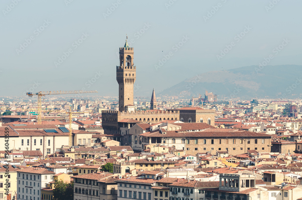 panoramic view of Palazzo Vecchio in Florence Tuscany Italy panoramic view of Palazzo Vecchio in Florence Tuscany Italy