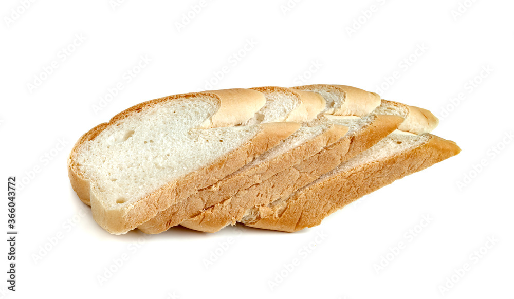 sliced french baguettes bread isolated on white background sliced french baguettes bread isolated on white background