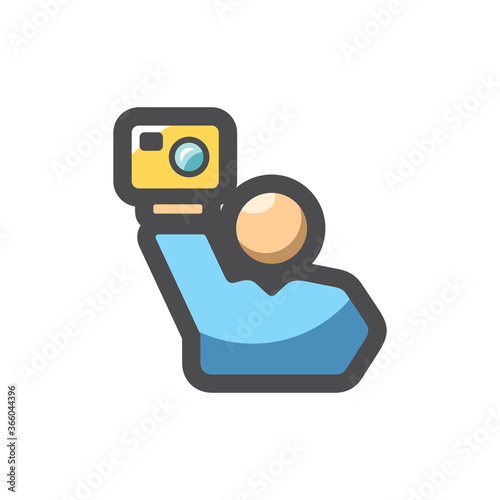 Video blogger with camera Vector Cartoon illustration