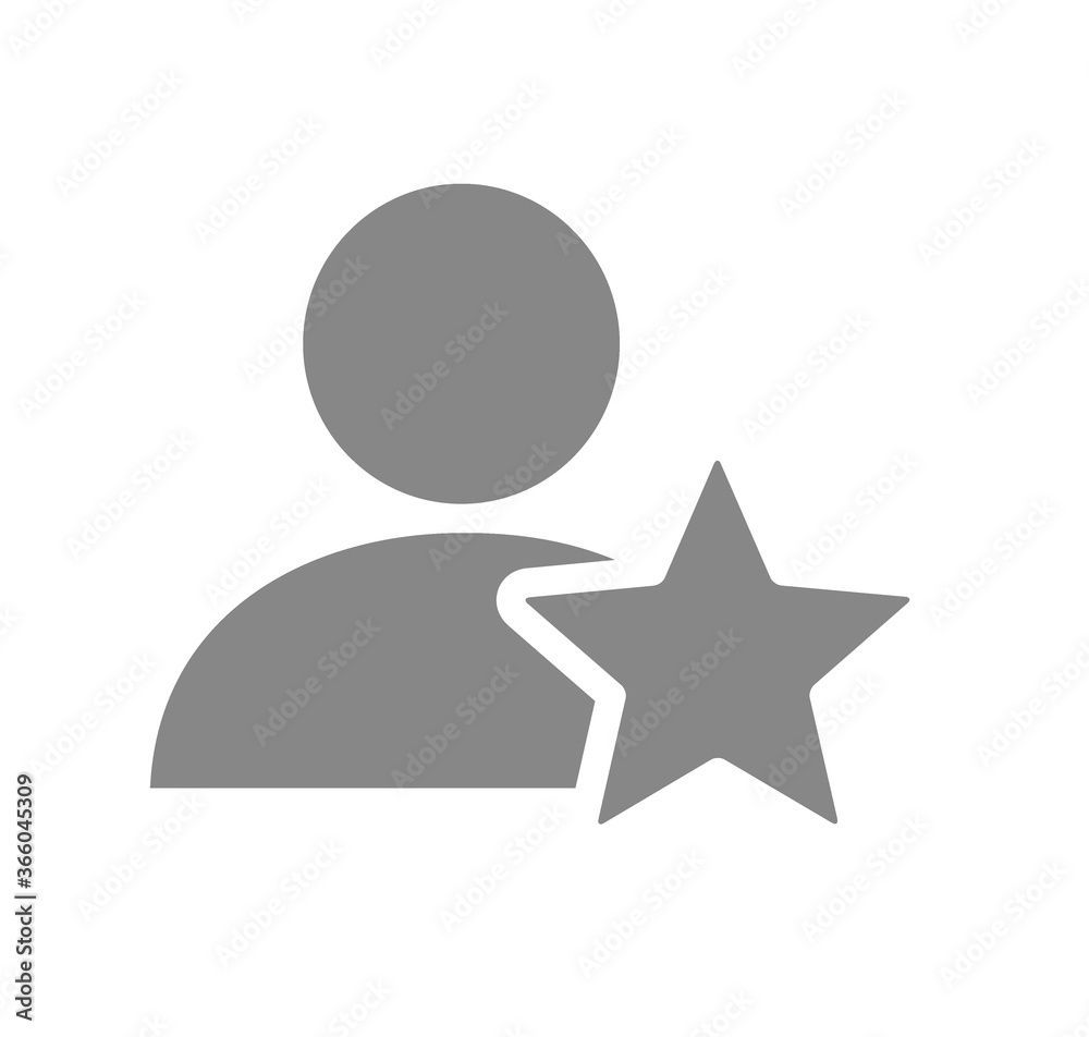 User profile with star grey icon. Star rating, feedback symbol User profile with star grey icon. Star rating, feedback symbol