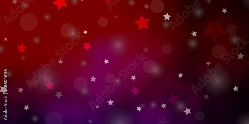 Dark Blue, Red vector pattern with circles, stars. Glitter abstract illustration with colorful drops, stars. Template for business cards, websites.