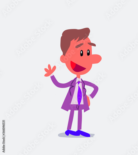 Businessman waving happily in isolated vector illustration 