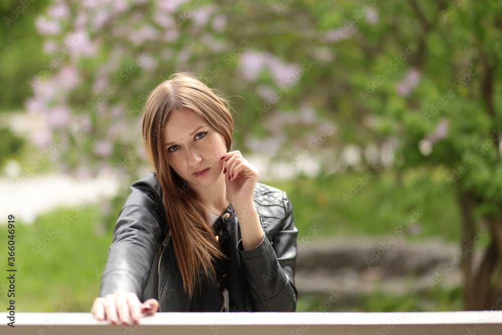 Beautiful young girl walking outdoors Beautiful young girl walking outdoors