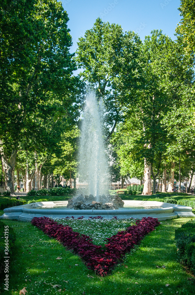 Zagreb park with a fountain