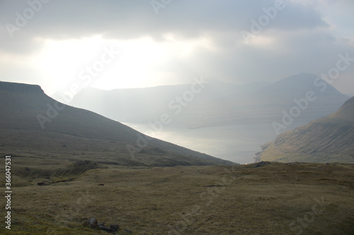 Obraz na płótnie Amazing view in Faroe Islands (Denmark, Europe). Beautiful Panoramic Scene Of Nordic Islands w salonie