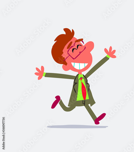 Businessman running euphoric in isolated vector illustration
