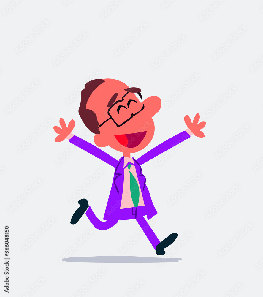 Obraz premium Businessman running euphoric in isolated vector illustration