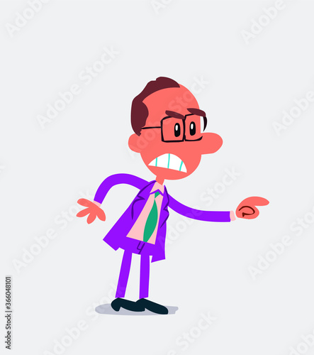 Businessman pointing something aggressively in isolated vector illustration
