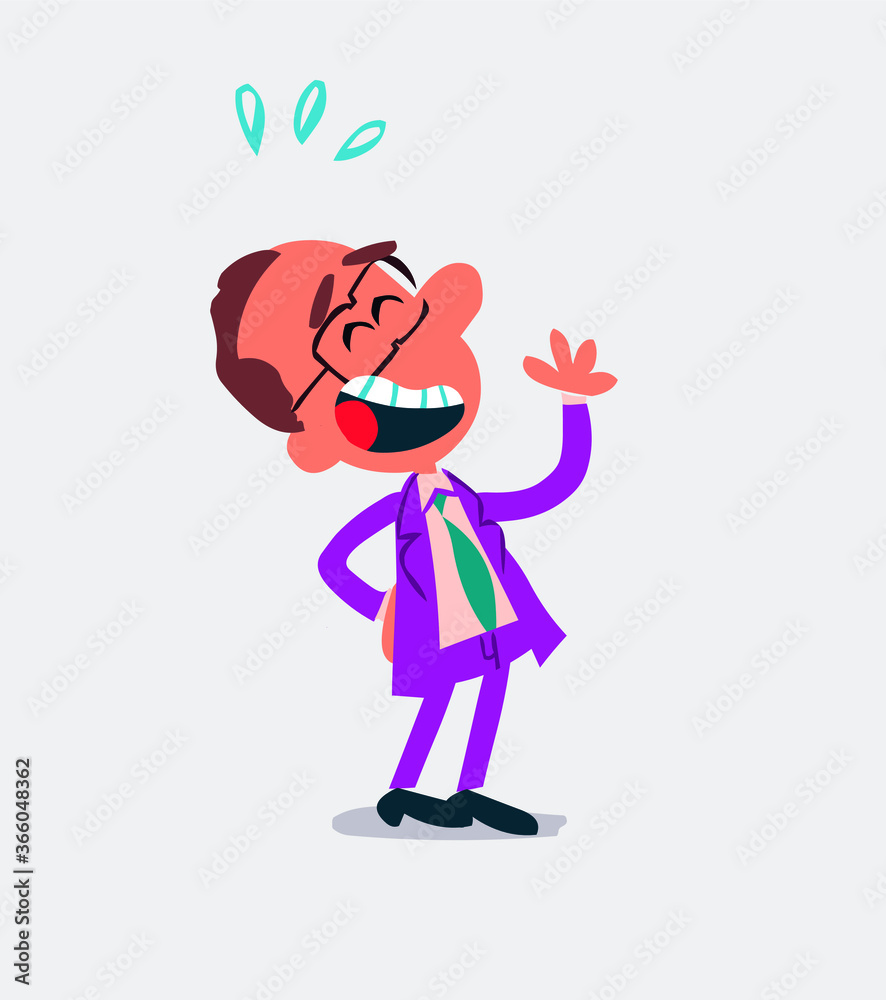 Businessman laughing happily in isolated vector illustration
