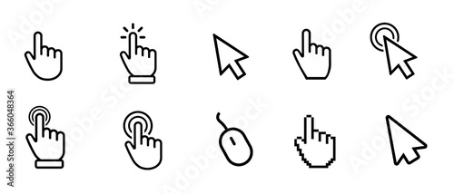 Vector hand cursors icons click set