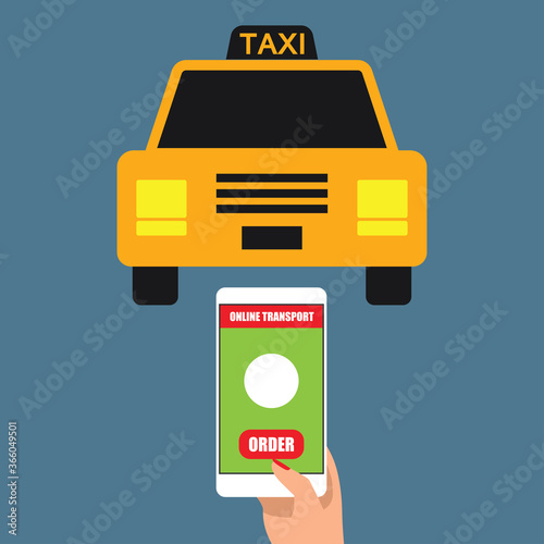 taxi online transport on smartphone application. vector illustration