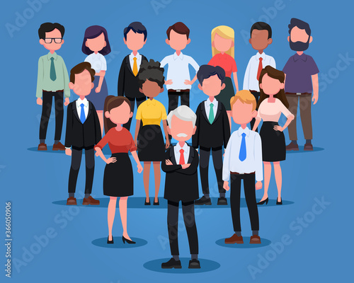 Group of business men and women, working people. Business team and teamwork concept. Flat design people characters.