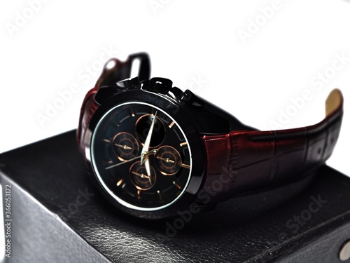 Luxury wrist watch isolated on white background