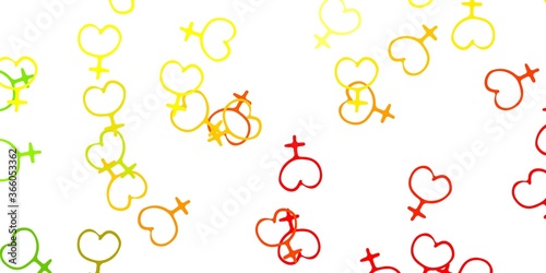 Light Red, Yellow vector texture with women's rights symbols.