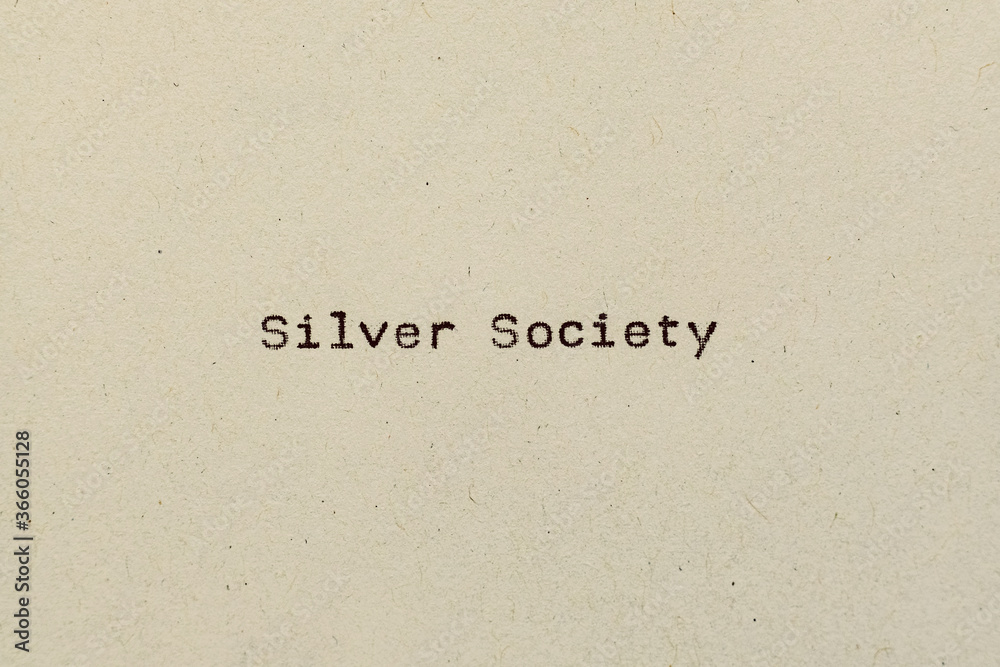 Silver Society als Text auf Papier mit Schreibmaschine Silver Society als Text auf Papier mit Schreibmaschine
