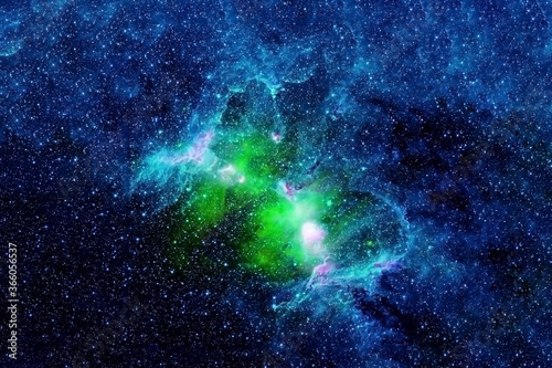 Fototapeta Naklejka Na Ścianę i Meble -  A beautiful green galaxy in deep space. Elements of this image were furnished by NASA.