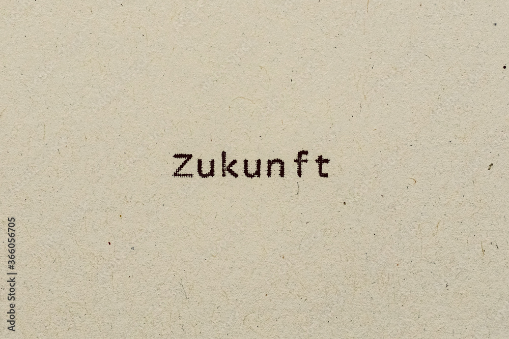 Zukunft als Text auf Papier mit Schreibmaschine