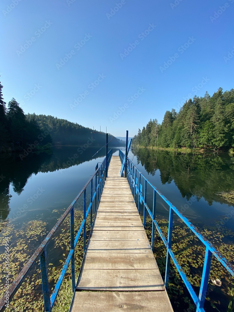 Bozcaarmut lake national park in Bilecik Turkey on an early summer morning Bozcaarmut lake national park in Bilecik Turkey on an early summer morning