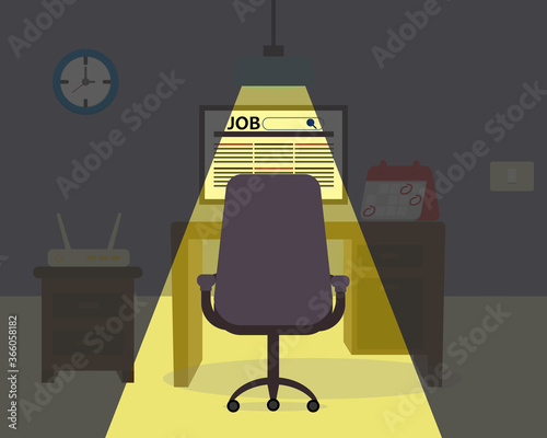 Job search at night with sad atmosphere vector
