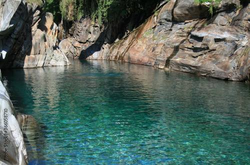 Verzasca valley river rocky landscape