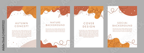 Set of abstract creative artistic templates with autumn concept. Universal cover Designs for Annual Report, Brochures, Flyers, Presentations, Leaflet, Magazine.