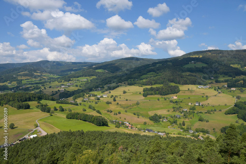 Blick vom Tour de Faudé oberhalb von Orbey in den Vogesen
