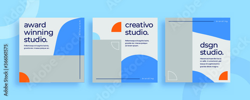 Set of editable templates for Instagram post, Facebook square frame, social media, advertisement, and business promotion, fresh design with blue color and minimalist vector (2/3)