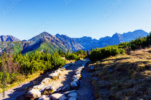 Fototapeta Naklejka Na Ścianę i Meble -  The High Tatras Mountains (Vysoke Tatry, Tatry Wysokie, Magas-Tatra), are a mountain range along the border of Slovakia in the Presov Region, and southern Poland in the Lesser Poland Voivodeship.