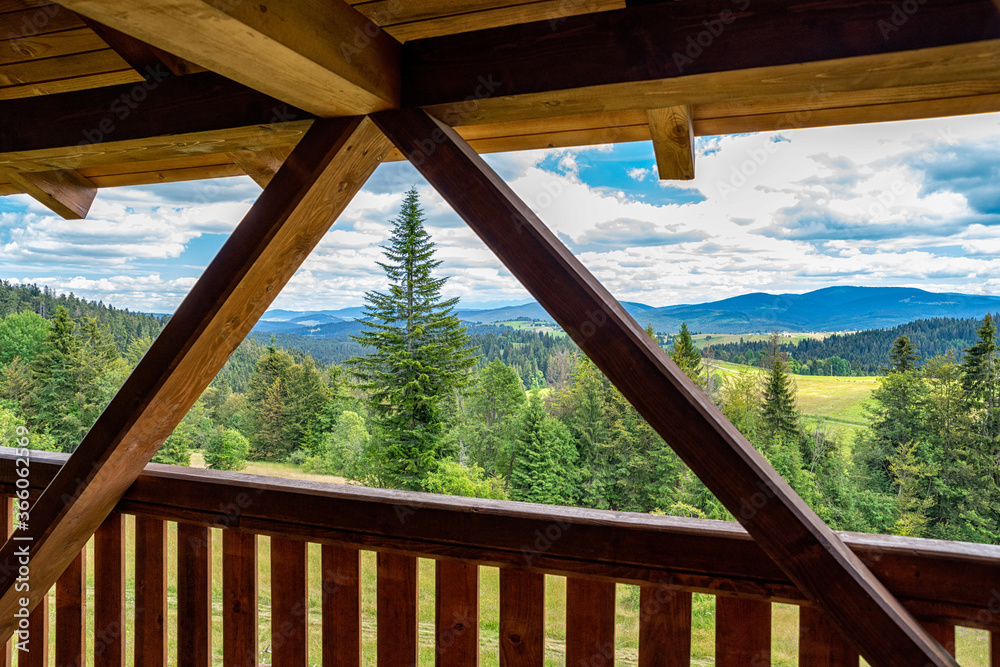 Fototapeta premium View from lookout tower in Sedlo Beskyd, Slovakia