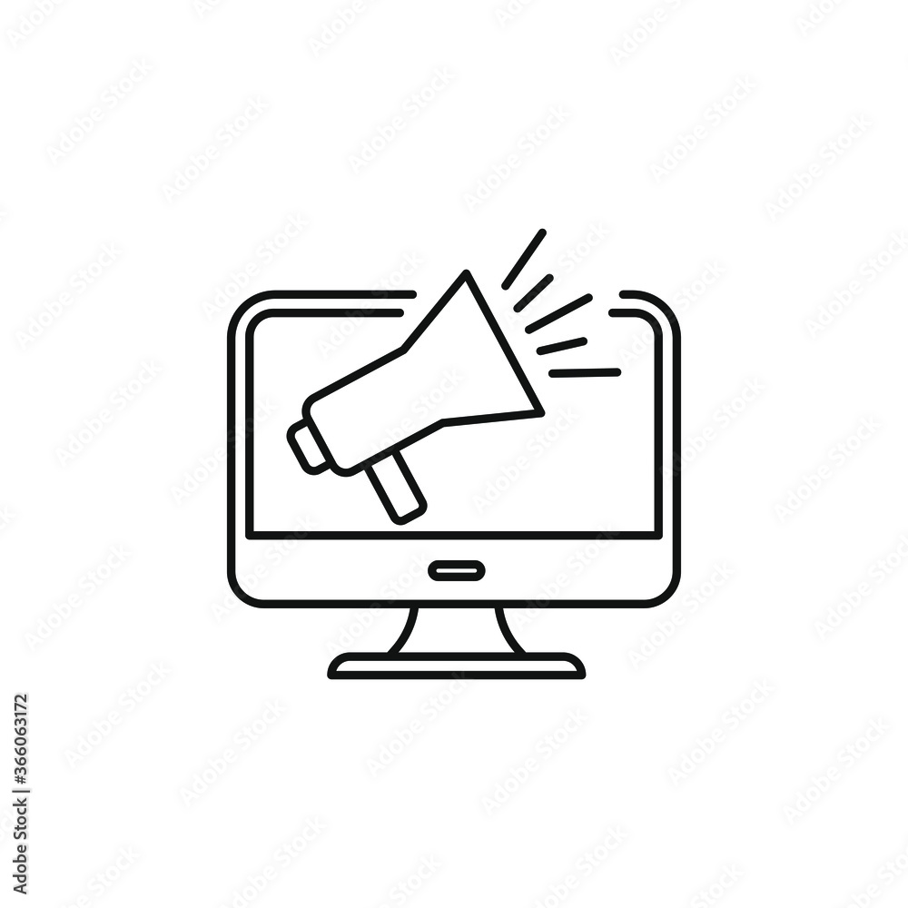 Digital marketing line icon isolated on white background. Vector illustration
