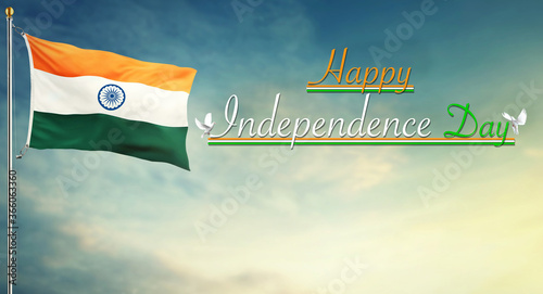 Obraz na plátně india flag flying high, happy independence day of india