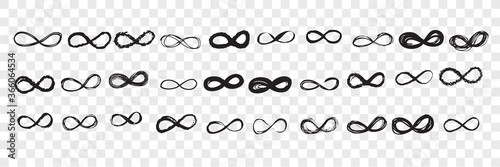 Hand drawn infinity sign doodle set