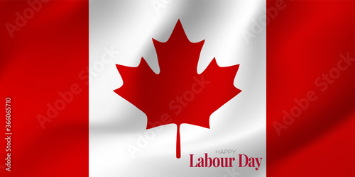 Canada Labour Day. Canadian flag background. National workers holiday concept. Vector illustration.