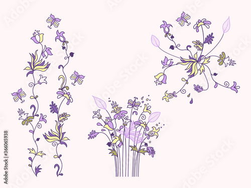 New post stories, vector set cards of lettering with flowers and butterfly in Scandinavian style.