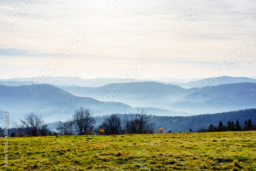 Fototapeta Naklejka Na Ścianę i Meble -  Foliage colors in Polish Beskidy mountains, Beskid Slaski, Poland