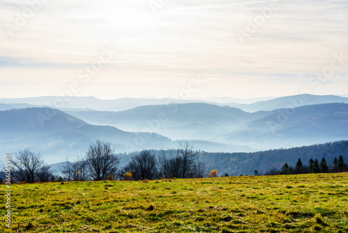 Fototapeta Naklejka Na Ścianę i Meble -  Foliage colors in Polish Beskidy mountains, Beskid Slaski, Poland