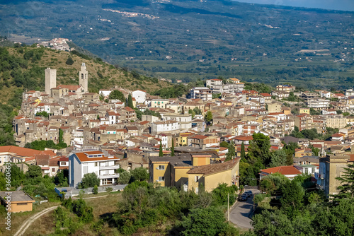 General panorama of the Castelforte community with the whole region and mountains in the background, Province of Latina, Italy