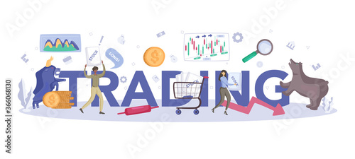 Trading, financial investment typographic header. Stock market profit.