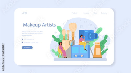Video beauty blogger web banner or landing page. Internet