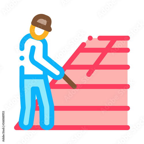 roofer repair roof icon vector. roofer repair roof sign. color symbol illustration