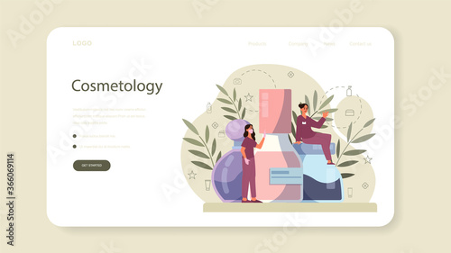 Cosmetologist web banner or landing page, skin care