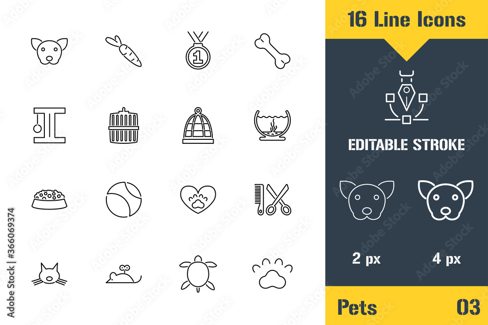 Pet Toys Store, Animal Care. Thin line icon - Outline flat vector illustration. Editable stroke pictogram. Premium quality graphics concept for web, logo, branding, ui, ux design, infographics.