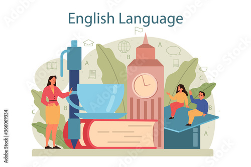 English class concept. Study foreign languages in school or university.