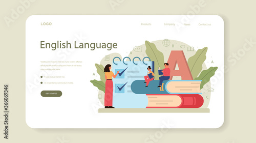 English class web banner or landing page. Study foreign languages