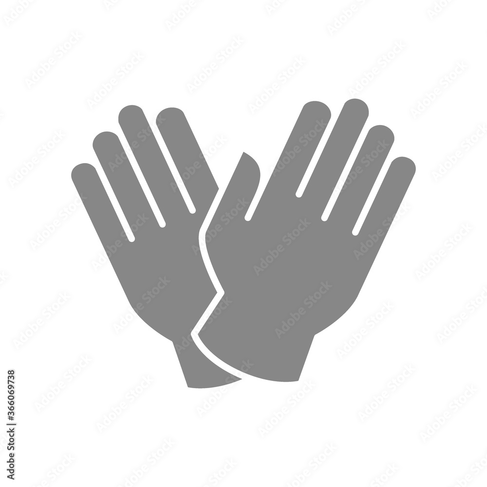 Rubber medical gloves gray icon. Hand protective symbol