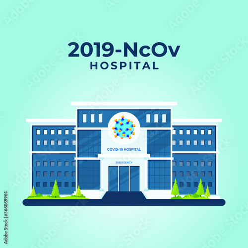 Covid-19 Hospital building Vector illustration, hospital and medical Urgency and emergency services. Vector illustration in flat style