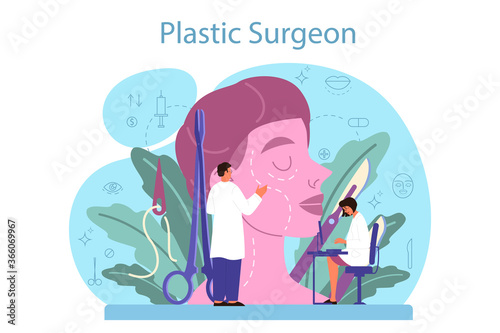 Plastic surgeon concept. Idea of body and face correction.