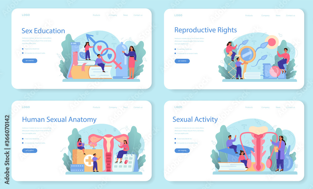 Sexual education web banner or landing page set. Sexual health Sexual education web banner or landing page set. Sexual health