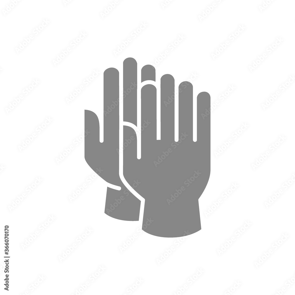 Cleaning gloves gray icon. Hand protective, , infection prevention symbol Cleaning gloves gray icon. Hand protective, , infection prevention symbol